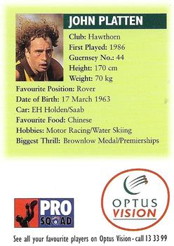 1996-97 Optus Vision Pro Squad #14 John Platten Back